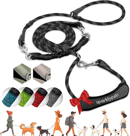 SparklyPets - Bungee Rope Handsfree Leash for 1 Dog - Demovable Slip Lead - Waist or Hip Belt Leash for Dog Walking, Running, Carnicross - Medium & Large Breeds