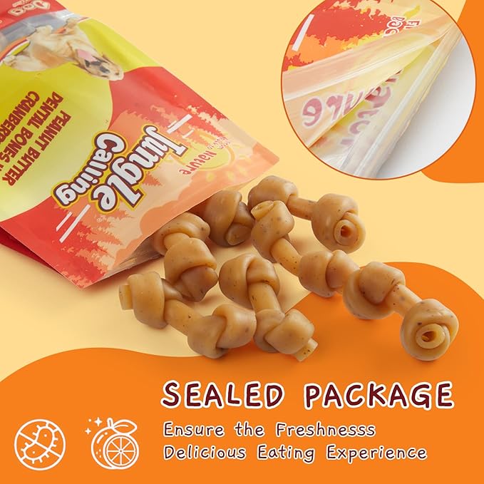 Jungle Calling Peanut Butter Dog Treats, Dental Puppy Chews, Rawhide-Free Bones for Small Dogs, 2.5'', About 15 Count