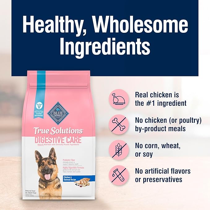 Blue Buffalo True Solutions Digestive Care Natural Dry Dog Food for Adult Dogs, Chicken, 4-lb. Bag