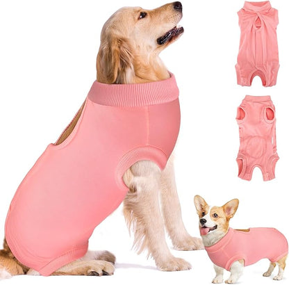 SlowTon Dog Recovery Suit - Surgery Recovery Suit for Female Male Dogs, Dog Onesie After Spay Abdominal Wounds, E-Collar Cone Alternative Prevent Licking Pet Surgical Suit(Light Pink,XXL)