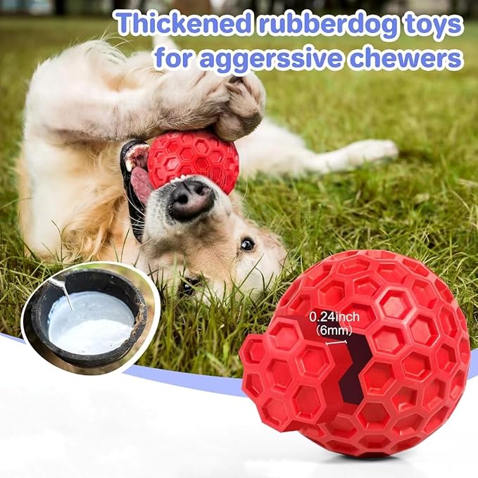 Indestructible Squeaky Dog Balls Puppy Toys, Interactive Dog Toys for Small Dogs, Puppy Chew Toys for Teething and Relax, Dog Chew Toy Balls Small Dog Toys for Small Breed, Outdoor Dog Toys
