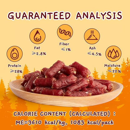 Jungle Calling Soft Duck Sausage Dog Treats, Grain-Free Single Ingredient Tender Duck Jerky, Easy to Chew Training Treats for Small & Medium Dogs, 10.6 oz