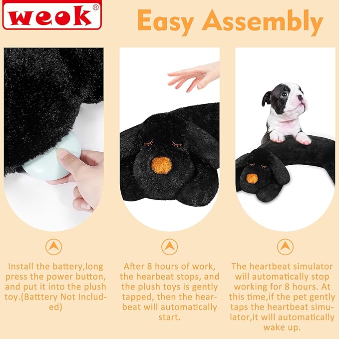 WEOK Heartbeat Puppy for Dogs-for Separation Anxiety Relief, Heartbeat Stuffed Animal Anxiety Calming Behavioral Aid Plush Toy for Dogs Cats Pets