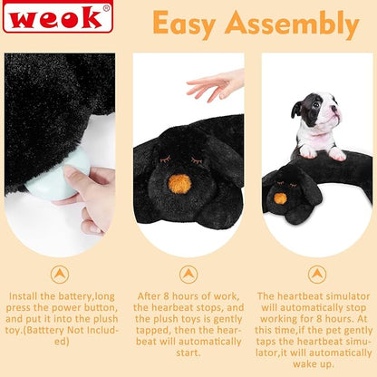 WEOK Heartbeat Puppy for Dogs-for Separation Anxiety Relief, Heartbeat Stuffed Animal Anxiety Calming Behavioral Aid Plush Toy for Dogs Cats Pets