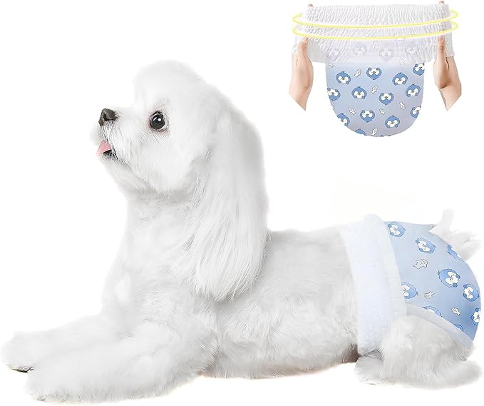 Ambreview Dog Diapers Female, Disposable Pulled Up Dog Diaper with Stretchy Waist, Super Absorbent 360° Leak-Proof Doggie Diapers for Female Puppy Dogs in Heat/Urinary Incontinence (100L)