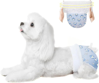 Ambreview Dog Diapers Female, Disposable Pulled Up Dog Diaper with Stretchy Waist, Super Absorbent 360° Leak-Proof Doggie Diapers for Female Puppy Dogs in Heat/Urinary Incontinence (10S)