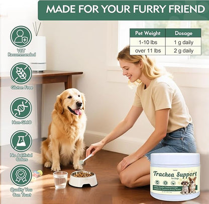 Yakucho Trachea Support for Dogs, Herbal Respiratory Supplement for Small Dogs, Supports Smooth Breathing & Throat Comfort, Daily Airway Support for Coughing Dogs, Chicken Liver Flavor - 4 oz