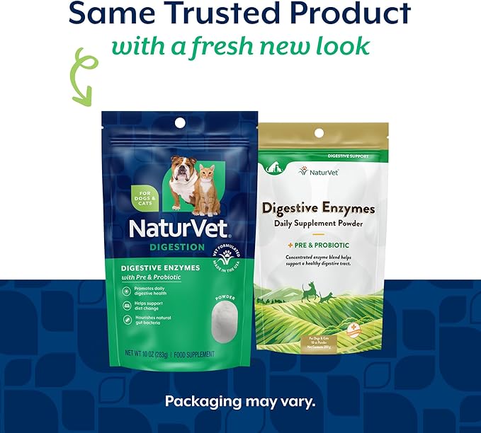NaturVet – Digestive Enzymes - Plus Probiotics & Prebiotics – Helps Support Diet Change & A Healthy Digestive Tract – for Dogs & Cats – 10 oz Powder