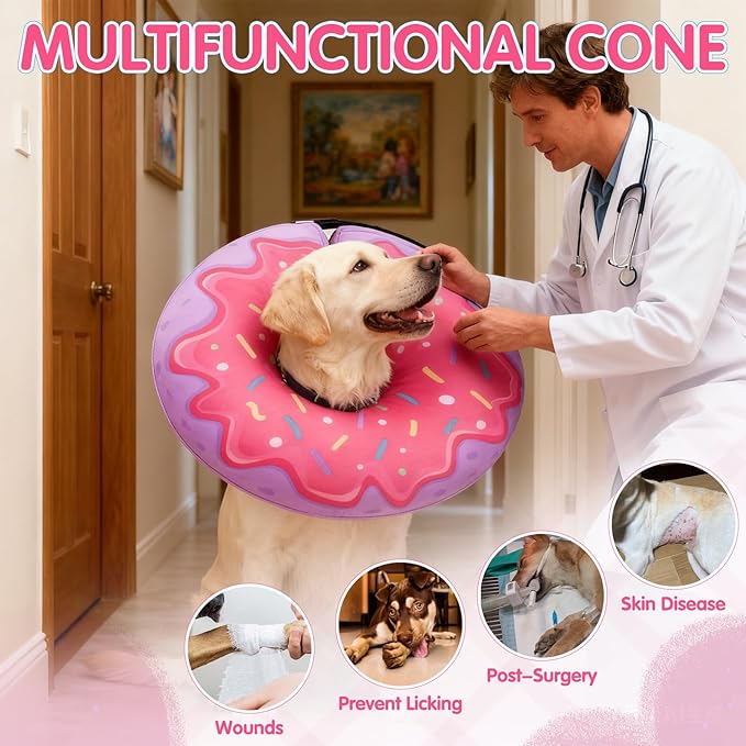 EXPAWLORER X-Large Widen Soft Dog Cone Collar - Inflatable Dog Neck Donut Collar Alternative After Surgery to Stop Licking,Adjustable Protective Recovery E Collar(Purple)