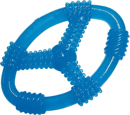 Nylabone Spin Tug & Play Puppy Chew Ring Toy, Soothing Puppy Teething Bone, Enrichment Toy for Puppies, Blue, Peanut Butter Flavor, Medium Dogs - Up to 35 lbs., 1 Count