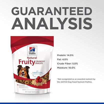Hill's Natural Fruity Snacks, Crunchy Dog Treats, Cranberries & Oatmeal, 8 oz. Bag