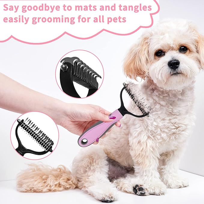 Complete Pet Grooming Solution by Dog - 9PCS Kit with Slicker Brush, Deshedding Tool, and Grooming Comb for All Breeds and Sizes, Promotes Healthy Skin and Coat