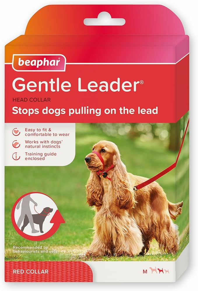 Beaphar | Gentle Leader | Head Collar for Medium Dogs | Stops Pulling On The Lead | Training Aid with Immediate Effect | Endorsed by Behaviourists | Red x 1