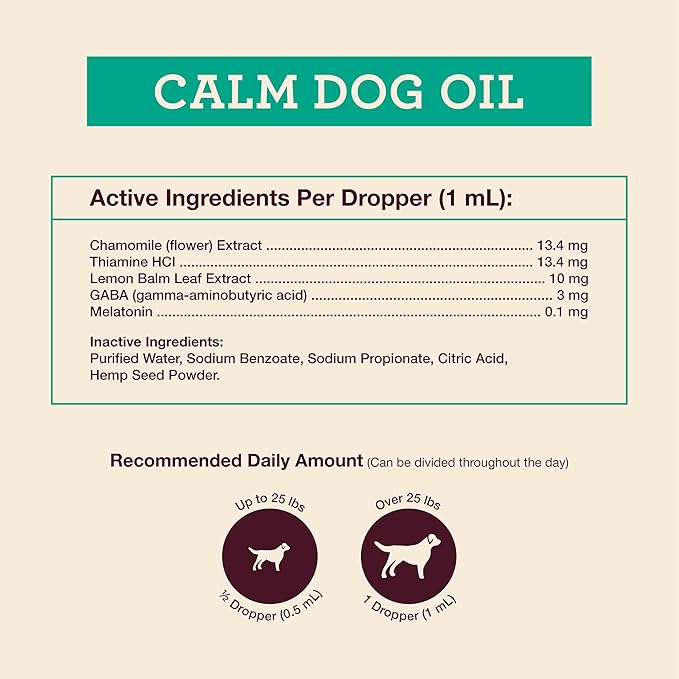 Hemp Well Calm Dog Oil – Natural Anxiety & Stress Relief for Dogs – Eases Nervousness, Promotes Relaxation & Balanced Behavior – Organic Hemp & Melatonin Formula – for Small & Large Dogs – 2 oz