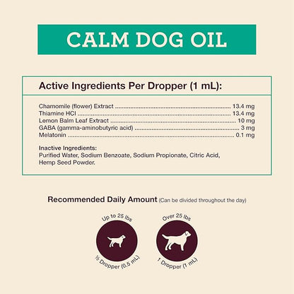 Hemp Well Calm Dog Oil – Natural Anxiety & Stress Relief for Dogs – Eases Nervousness, Promotes Relaxation & Balanced Behavior – Organic Hemp & Melatonin Formula – for Small & Large Dogs – 2 oz