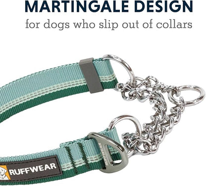 Ruffwear, Chain Reaction Dog Collar, Adjustable Reflective Martingale Escape-Proof Collar with Stainless Steel Chain, Professional Training Control, River Rock Green, 20"-26"