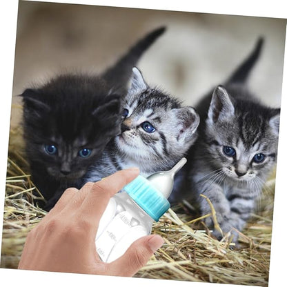 Levemolo 2pcs Cat Milk Bottle for Newborn Kittens and Puppies Manual Feeder with Silicone Nipple Safe and Odorless Small Pet Feeding Bottles for Hand-Feeding and Controlling Food Intake