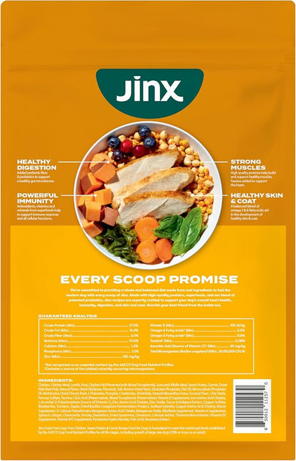 Jinx Premium Grain-Free Dry Dog Food, for All Lifestages - Real Chicken, Sweet Potato & Carrot Kibble with Superfoods for Immune Support & Probiotics for Digestive Support - No Fillers - 4lb