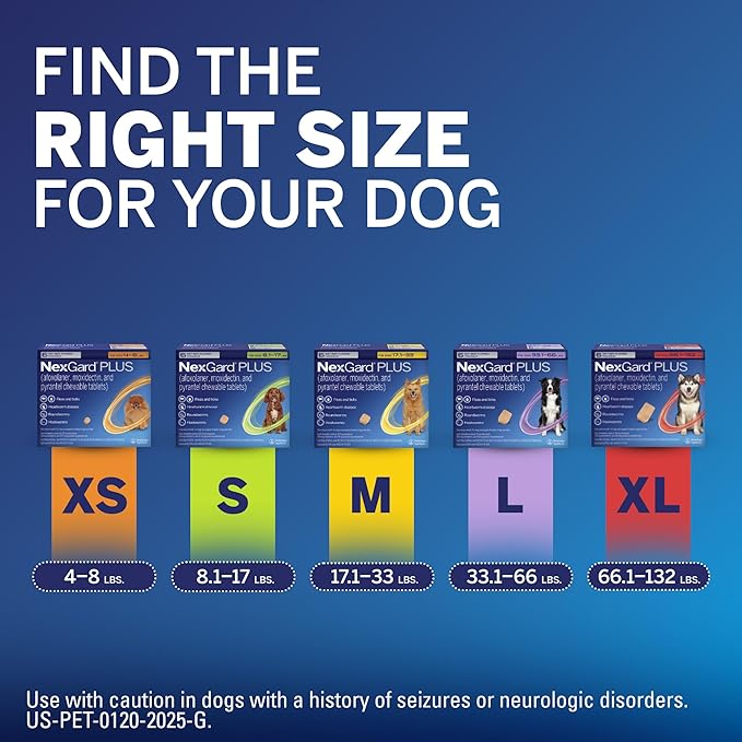 NexGard Plus (afoxolaner, moxidectin, and pyrantel) Flea and Tick Protection & Heartworm Preventive for Dogs Soft Beef Flavored Chewables, 4-8 lbs. (Orange) 1 Chew (1 Month Supply)