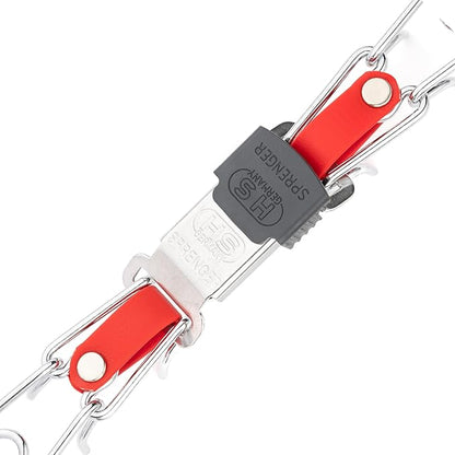Herm Sprenger Chrome Plated Steel Dog Collar with Quick Release ClicLock Buckle O-Ring Biothane Insert Training Collar Made in Germany (Cherry Red, 22in x 3.0mm(Neck Size up to 18-19in))