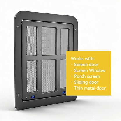 Enjoying Dog Door for Screen Doors, Passage Opening 11.2" x 14.4", Access Freely, Magnetic Swing Flap, Large Pet Door for Sliding Screen Doors, Lockable, Black