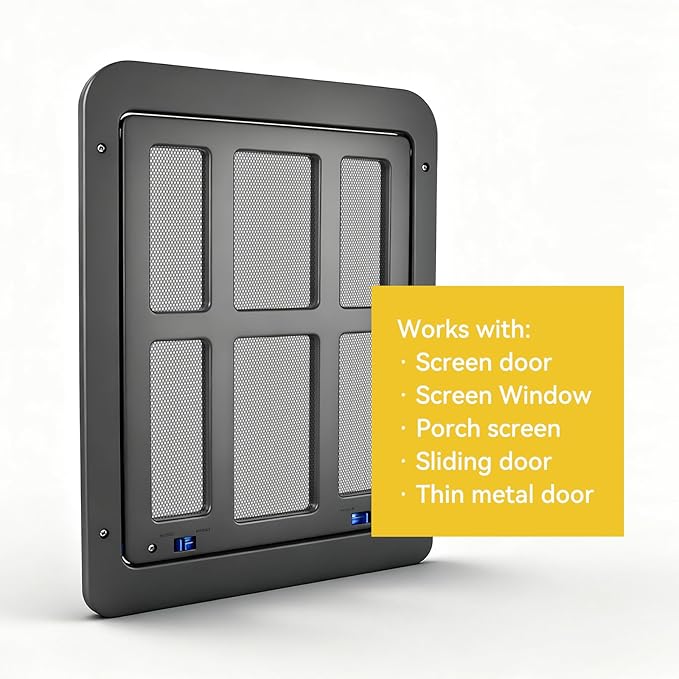 Enjoying Cat Door for Screen Doors, Passage Opening 8.3" x 10.3", Access Freely, Magnetic Swing Flap, Small Pet Door for Sliding Doors Window, Lockable, Black