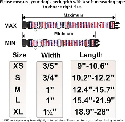 American Flag Martingale Collar 4th of July Star Holiday Dog Collar with Buckle Adjustable Pet Collars (Red Blue Patriotic Stripes, Small)