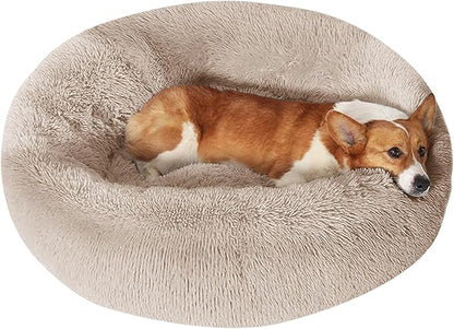 JOLLYVOGUE Dog Beds Large Sized Dog, 36 inches Calming Soft Anti-Anxiety Donut Dogs Bed, Washable Round Fluffy Cushion for Large Pets, Fits up to 80 lbs Pets