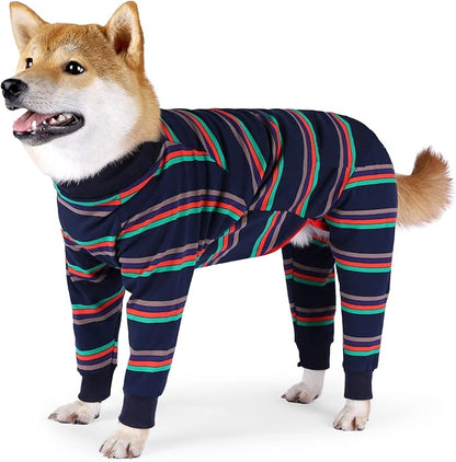 Dog Recovery Suit, Abdominal Wound After Surgery Wear, Prevent Licking Wounds, E-Collar & Cone Alternatives, Long Sleeve Postoperative Shirts Dog Pajamas Prevent Shedding(2XL, Blue)