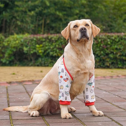HDKUW Dog Elbow Protector for Calluses, Recovery Suit for Front Legs, Cone Collar Alternative to Stop Licking Wounds, Cover Sleeve for Small Medium Large Dogs - Red Car XL