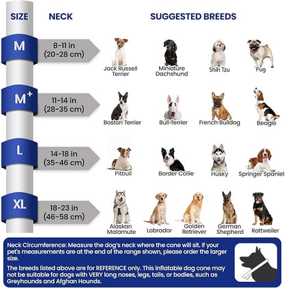 BARKLESS Inflatable Dog Cone, Soft Dog Donut Collar After Surgery, 2-in-1 Inflatable Collar with Detachable Anti-Licking Shield, Patented Donut Cone to Stop Licking Wounds