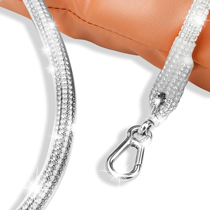 Bling Dog Leashes Full Rhinestone Sparkling Diamond Leashes Pets Leash with Swivel Hook for Collar Wedding Party Daily Walk Small Medium Dog Silver 43 Inch