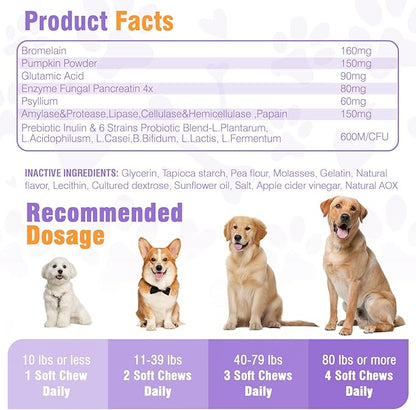 300 Chews No Poo Chews-No Poop Eating Deterrent for Dog-Coprophagia Deterrent for Dogs-Prevent Stop Dogs from Eating Poop Supplement with Digestive Enzymes&Probiotics-Breath Freshener-Chicken