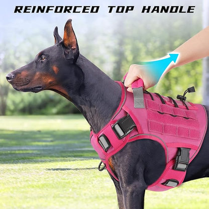 WINGOIN Pink Tactical Dog Harness for Small Dogs, Heavy Duty No Pull Harness with Handle, Adjustable Reflective Military K9 Pet Vest for French Bulldog, Pug, Walking, Training, Hunting (S)