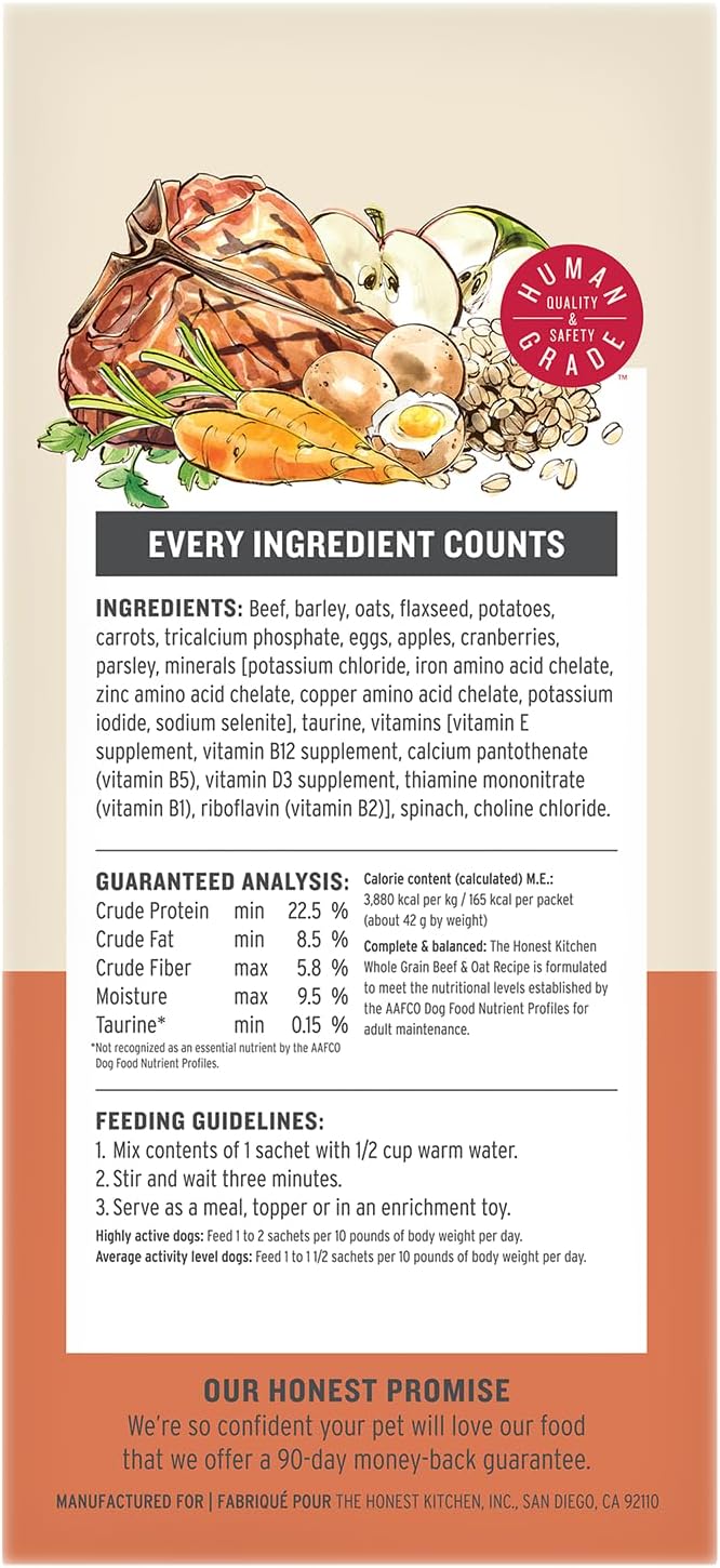The Honest Kitchen Human Grade Wholemade™ Dehydrated Whole Grain Beef & Oat Dog Food, 1.5 oz x10