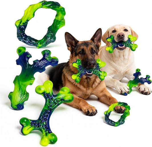 6-Pack Indestructible Dog Toys for Large Breed: Dog Toys for Aggressive Chewers, Durable Nylon Bone for Large Dogs, Dog, Peanut Butter Flavor