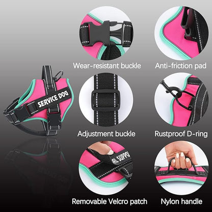 voopet Service Dog Harness, Emotional Support Pet Vest Harness, Reflective Breathable & Adjustable No Pull ESA Harness for Small Medium Large Dogs (with 4 PCS Removeable Tags),X Small (Pack of 1)