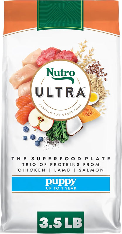Nutro Ultra High Protein Dry Puppy Food, Chicken, Lamb and Salmon, Dry Dog Food with a Trio of Proteins, 3.5 lb. Bag