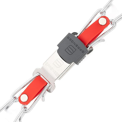 Herm Sprenger Chrome Plated Steel Dog Collar with Quick Release ClicLock Buckle and Biothane Insert Training Collar for Dogs Made in Germany (Cherry Red, 23in x 3.2mm(Neck Size up to19-20in))