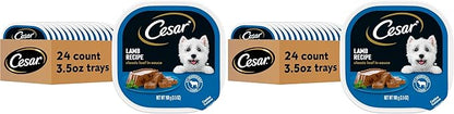 Cesar Classic Loaf in Sauce Adult Wet Dog Food Lamb Recipe, 3.5 oz Easy Peel Trays, 24 Count (Pack of 2)