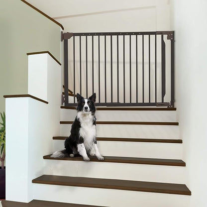 Richell Expandable Walk-Thru Pet Gate Brown, Small