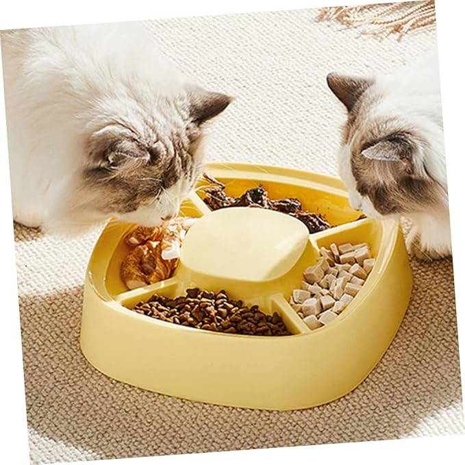 Cat Bowl and Dog Feeder Non- and Food Multi-Functional Pet Feeder for Small Dogs and Cats Easy to Material Divided Bowl
