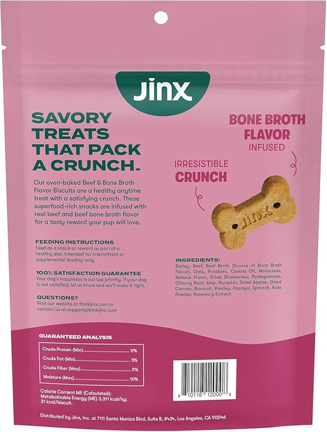 Jinx Oven-Baked Beef Bone Broth Biscuit Dog Treats Bundle - Pack of 2