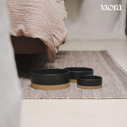 Mora Ceramic Pet Bowl Size Large - Food/Water Dish for Large Dogs, Cats, Great Dane, Mastiff, ect. 50oz or 8 Cups - Basic Bowls for Your Large Dog or Cat, Mix and Match for a Set - Liquorice