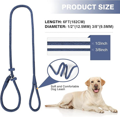Lynxking Dog Leash Slip Lead Reflective Breathable Rope Comfortable Strong No Pull Slip On Pet Training Lead for Dogs (Pack of 2)
