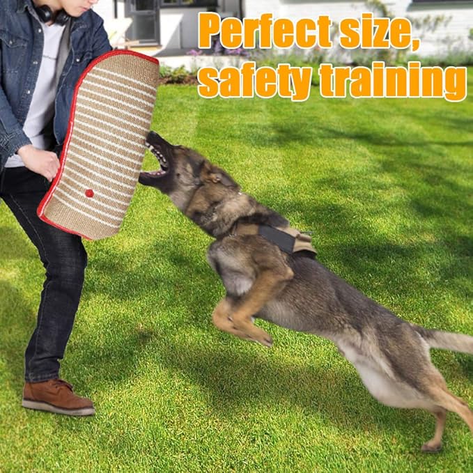 DGSL Dog Training Set - Dog Bite Sleeve, Pillow Tug Toy, Stick - Professional Training Equipment for Biting, Interactive, Fetch, K9, Puppy (Transverse Stripe)