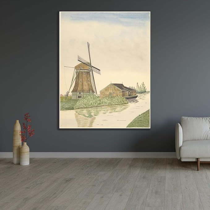 ArtDirect Flour mill De Koker or Zwarte-Hengst at Oosteinde 14, Wormer Unframed Art Print Giclee Poster by Johannes Nicolaas Eijman - Ready for Framing with Customization Sizes 8x10, 11x14, 16x20, 24x31, 36x46 and 47x60 inches