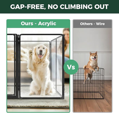 FXW AuraSpace Pro Acrylic Indoor Dog Playpen, Heavy-Duty with Metal Frame, 40" Height 6 Panels for Medium and Large Dogs, Black│Patented