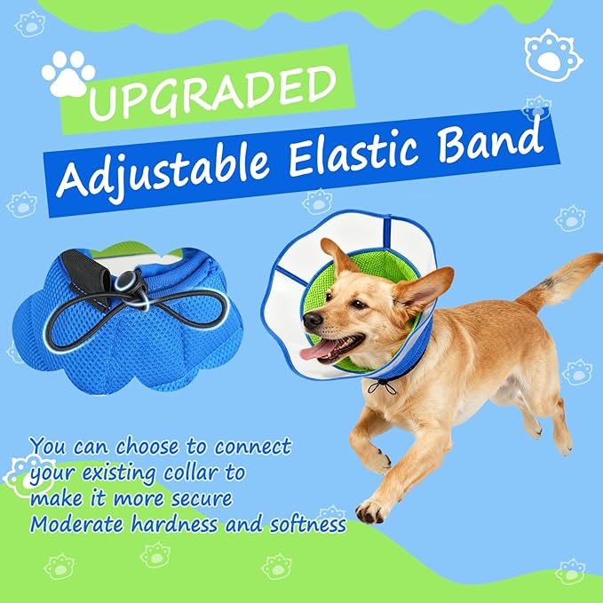 Dog Cone,Agemin Recovery Collar Cone Medium(Neck:11.8-13.4in),Thickened Farbic Soft and Comfortable Anti-Licking,Suitable for Dog Wound Care,Postoperative Use