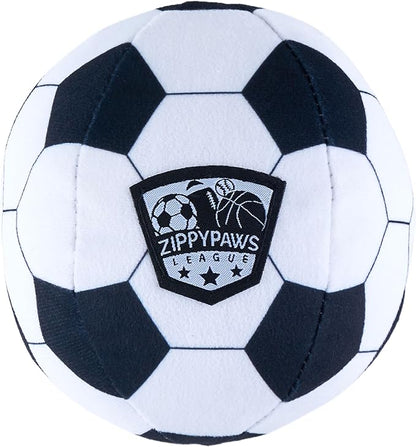 ZippyPaws SportsBallz - Dog Squeaky Toys to Keep Them Busy, Funny Plush for Small, Medium, & Large Dogs, Cute Stuffed Puppy Toy, Pet Products, Gift for All Breeds, Interactive Squeaker - Soccer Ball